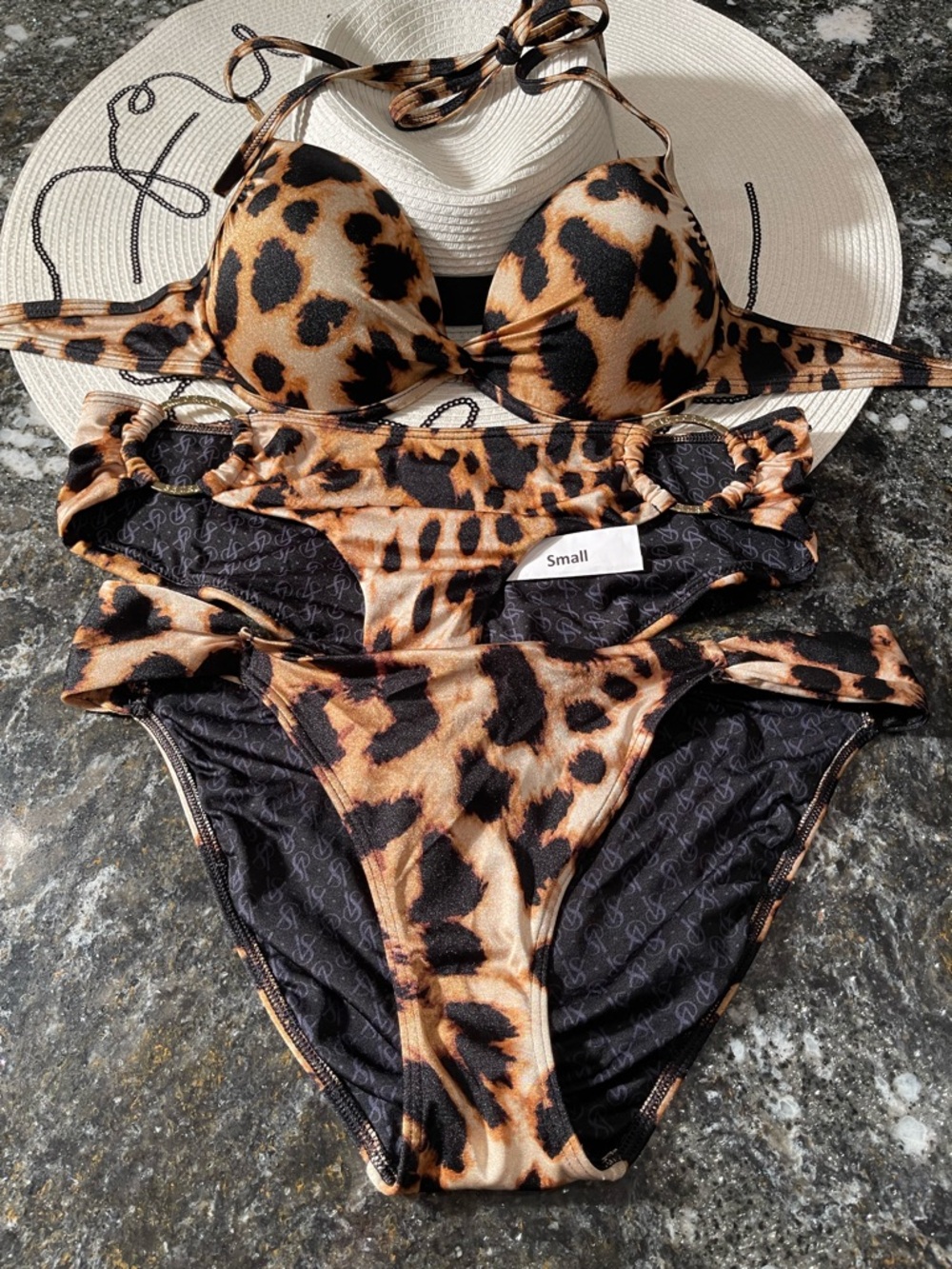 Victoria Secret bikini twist push-up leopard size 34C and S OR M bottoms - Picture 2 of 13